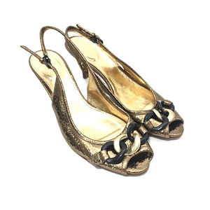✨ J. Crew Collection Gold Leather Slingback Heels